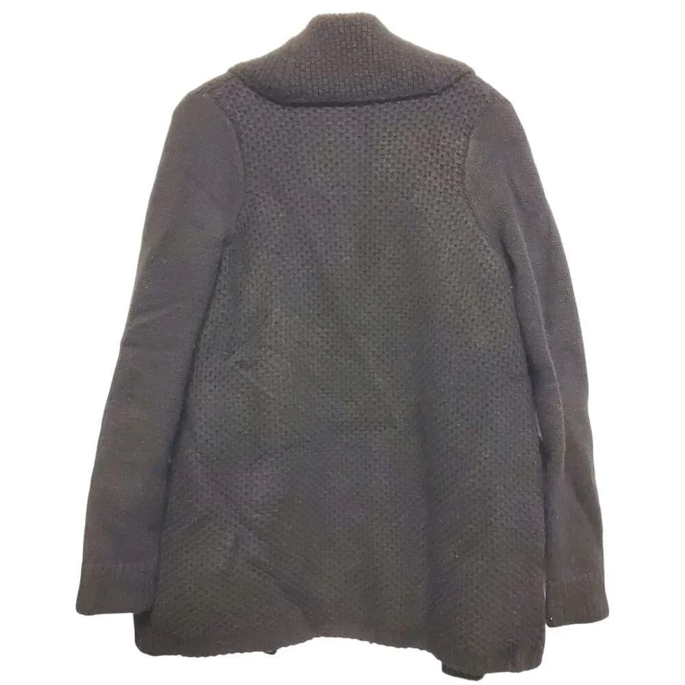 VINCE Sweater Womens XS Black Wool Blend Drape Cardigan Open Front Car Coat